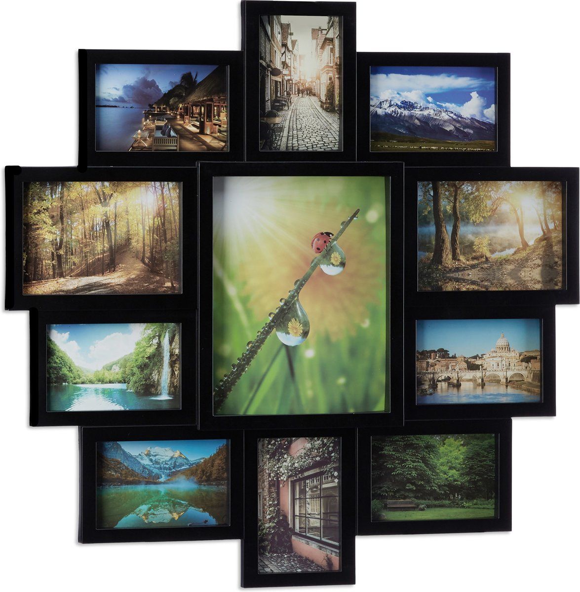 Relaxdays Fotolijst Galerij - 11 Foto's - Collagelijst - Fotocollage - Multi-fotolijst Zwart