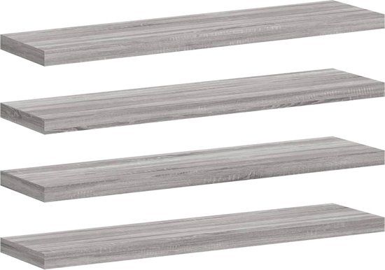 vidaXL Wandschappen 4 stuks 40x10x1,5 cm bewerkt hout grijs sonoma eiken