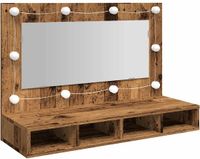 vidaXL Spiegelkast met LED-verlichting 90x31,5x62 cm oud houtkleurig