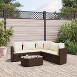 Maison Exclusive - Salon de jardin 6 pièces avec coussins, polyrotin marron