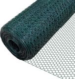 VOUNOT Kippenvlechtwerk van pvc, groen, 1 x 25 m, maaswijdte 25 mm