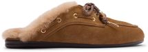 Sacha - Femme - Sabots en daim marron avec laine - Taille 40