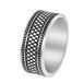 Lucardi Heren Ring mat reptiel met zwarte accenten - Ring - Vaderdag Cadeautje - Staal - Zilverkleurig