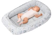 Medi Partners Babynest Knuffelnest 100% Katoen Nest Reis Bed voor baby's 100x60x15cm Uitneembaar inzetstuk (Glade met grijs Minky)