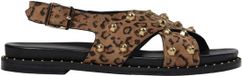 Sofie Schnoor Damessandalen Sofie Schnoor Jane Luipaard Bruin Leer Platte Sandalen Maat 36