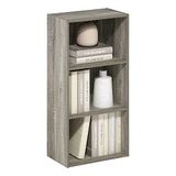 Furinno LUDER Boekenplank, 3-laags moderne boekenplank, open planken, boekenkast 9,3 x 16 x 31,4, voor woonkamer, slaapkamer, thuiskantoor, Frans eiken