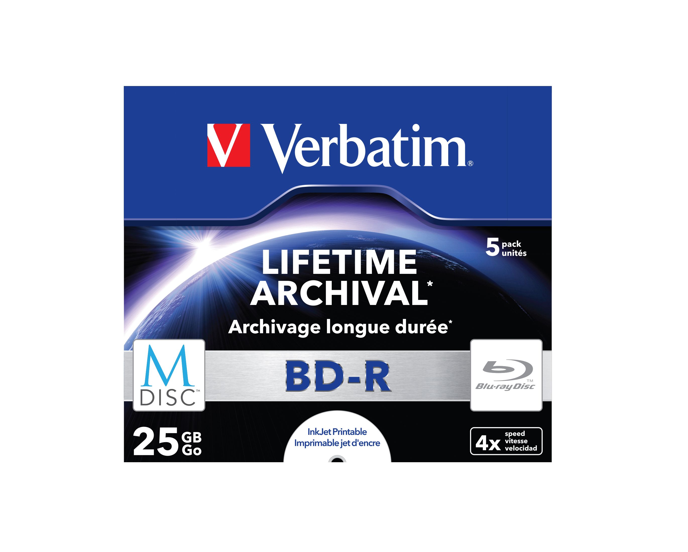 Verbatim M-Disc BD-R - 25 GB - 5 stuks - Jewelcase - Bedrukbaar