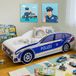 Kids Collective Autobett Kinderbett Jugendbett Polizei 70x140, 80x160 cm mit Rausfallschutz, Polizeiauto Polizisten Kinderspielbett mit Matratze 70x140 cm