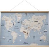 Vertbaudet Kaart van de wereld papier muurdecoratie Wereldkaart Blauw