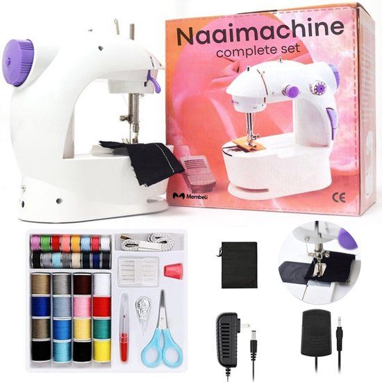 Membeli Elektrische Mini Naaimachine - Wit/Paars