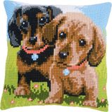 Vervaco Kruissteekkussen kit - 2 Teckels - 40x40 cm