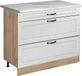 Vicco R-Line meuble de cuisine bas, blanc campagne/chêne doré, plan de travail en marbre de 100 cm