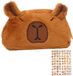 Marque non spécifiée Capybara Set de papeterie cadeau - Marron Tissu Rectangulaire Étui animal avec autocollant
