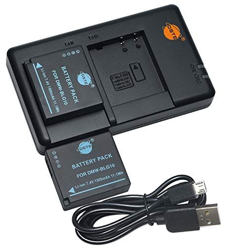 DSTE 2PCS DMW-BLG10 (1500mAh/7.4V) batterijlader compatibel voor Lumix DC-LX100 II,DMC-GF6,DMC-GX80,DMC-GX85 camera as DMW-BLE9, DMW-BLG10E