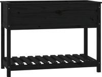 vidaXL Plantenbak met schap 111,5x54x81 cm massief grenenhout zwart