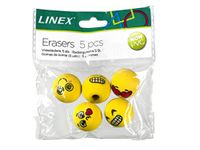 LINEX 400114751 opsteekgum Smiley 24 x 5 stuks set voor kinderen en school in totaal 120 gum voor potloden - voor kinderverjaardag Give Aways cadeautje