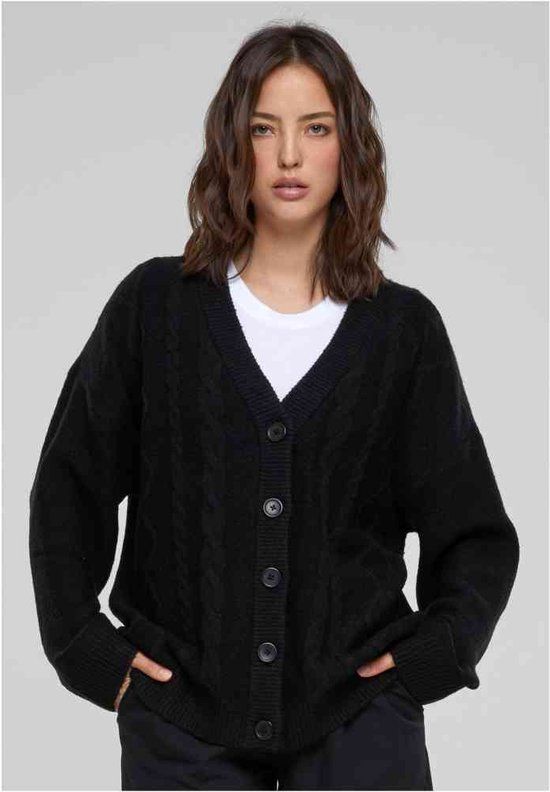 Urban Classics Cable Knit Cardigan - Women - Black - XXL