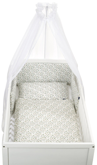 Alvi ® Beddenset 4-delig Petit Fleurs groen/wit 100 x 135 cm