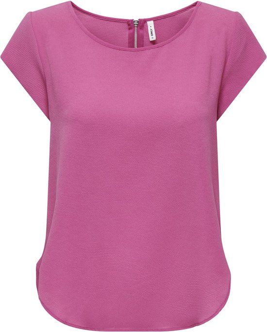 ONLY ONLVIC S/S SOLID TOP NOOS PTM Women's Top - Size 36 - Raspberry Rose