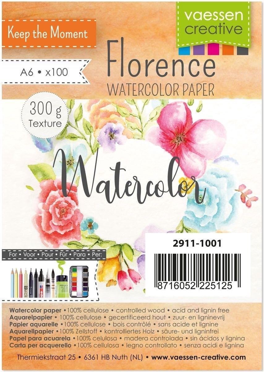 Vaessen Creative Florence Aquarelpapier A6, Textuur, Ivoorwit, 300 gram, 100 vellen voor Waterverven, Schilderen, Handlettering, Kunstprojecten en meer