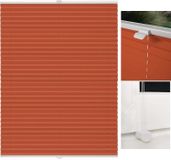 Orange Plissé sans perçage avec Klemmfix, store plissé et store vénitien pour fenêtres et portes, comme protection visuelle et solaire, occultant et translucide, 100x130 cm