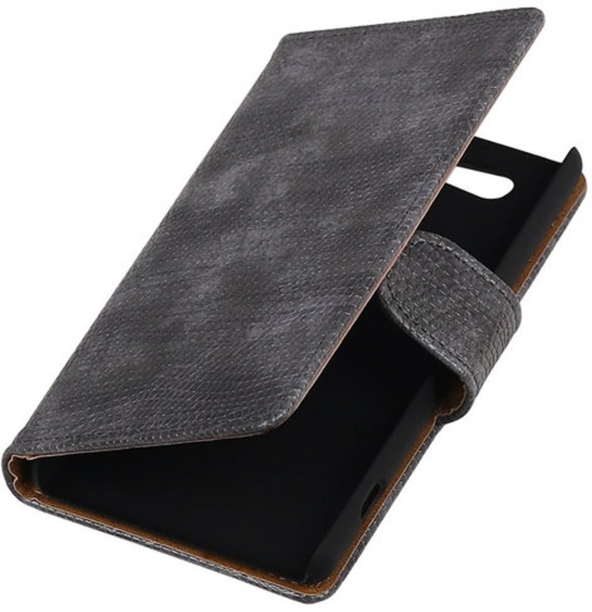 Best Cases Sony Xperia Z4 Compact Bookstyle Wallet Hoesje Mini Slang Grijs - Cover Case Hoes