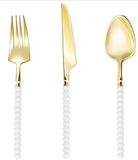 Decorline Pearl Collection Bestekset 36-delig – Wit/Goud – Luxe Kunstof Bestek voor 12 Personen