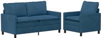 vidaXL Bankstel 2 zit Blauw Fluweel