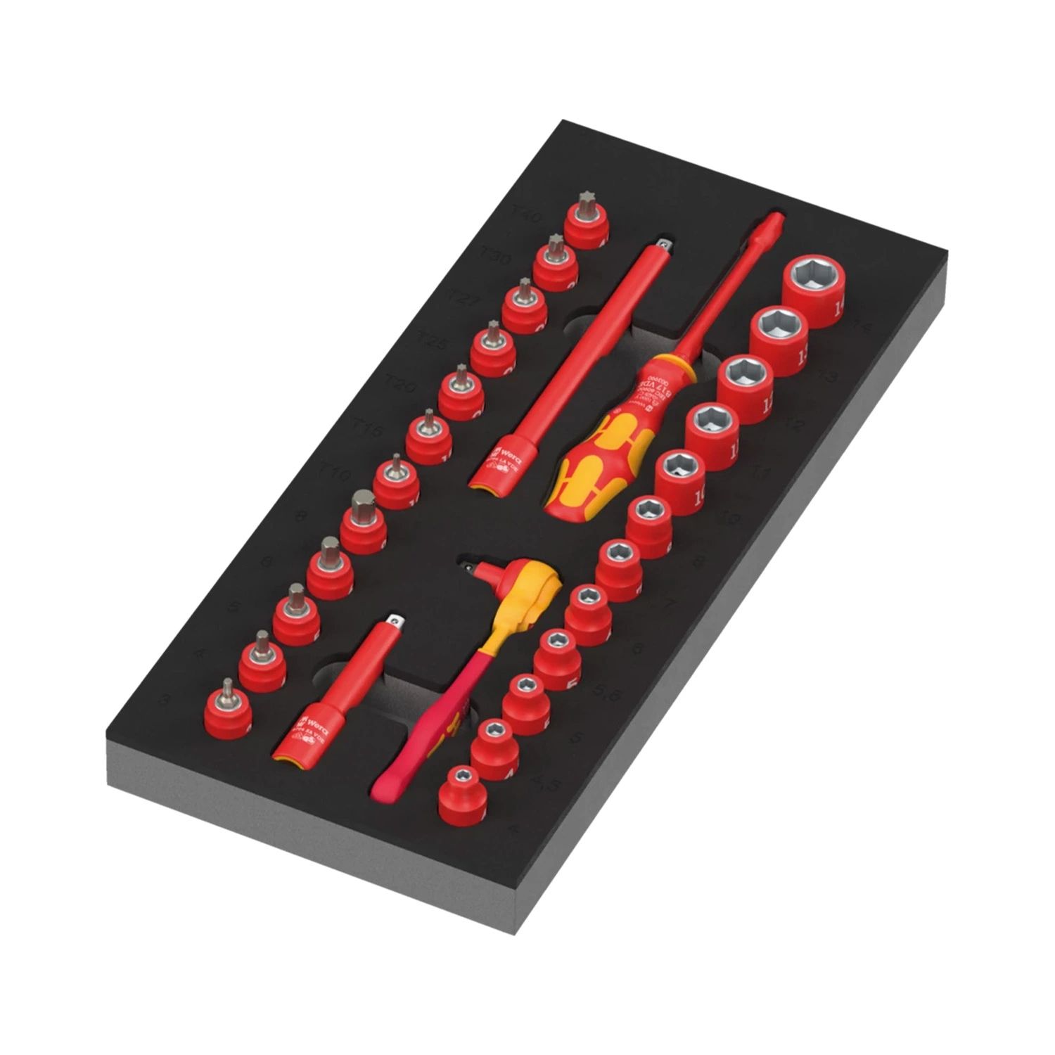 Wera 05150117001 30-delige 9727 8007 A VDE Zyklop VDE Ratel- En Doppenset In Foam Inleg - 1/4"