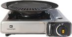 Merkloos 2-in-1 gasfornuis en campinggrillplaat 2200 W Zwart/Zilver