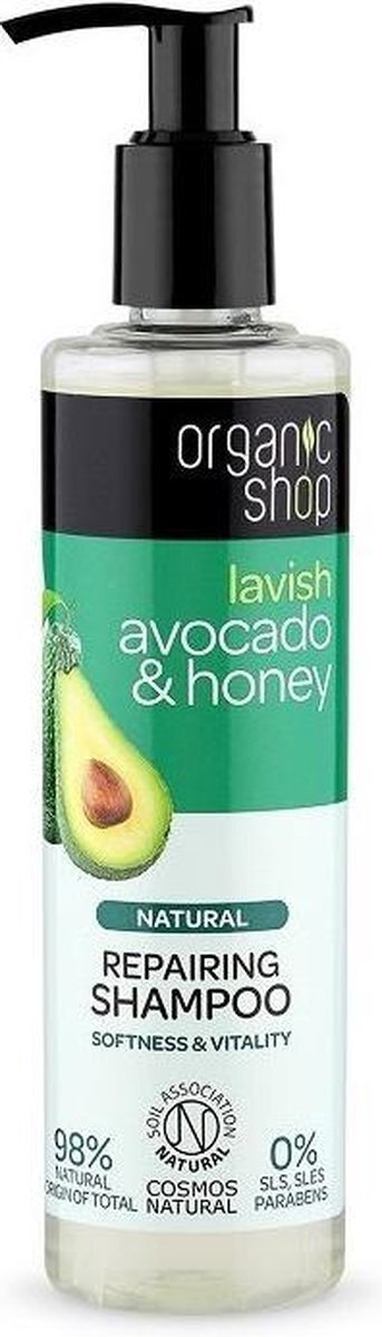 Organic Shop Natuurlijke repairing shampoo natuurlijke regenererende avocado haarshampoo, donkerblauw, honing