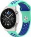 Strap-it Ademend sport siliconen bandje - geschikt voor Huawei Watch GT 1 / GT 2 / GT 3 / GT 3 Pro / GT 4 46mm / GT 5 & 5 Pro (46mm) / GT 2 Pro / GT Runner / Watch 3 (Pro) / Watch 4 (Pro) / Watch Ultimate - aqua/blauw