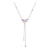 Swarovski x Ariana Grande y-ketting, Verschillende slijpvormen, Libelle, Meerkleurig, Rodium toplaag