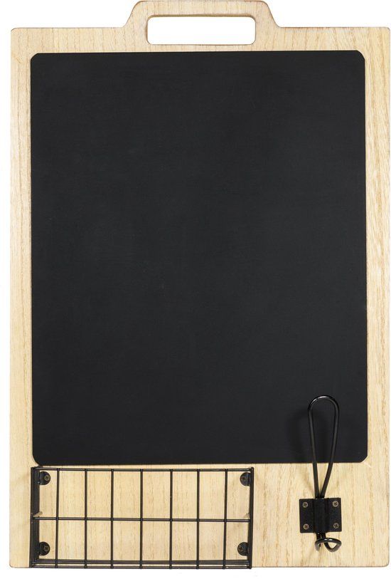 QUVIO Krijtbord met mand en haakje - Zwart/Bruin