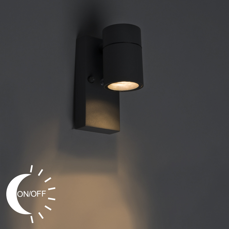 QAZQA Wandlamp Solo donker grijs licht-donker sensor