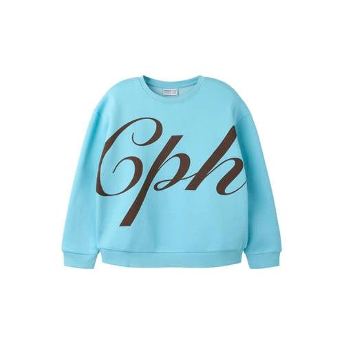 NAME IT KIDS sweater met tekst - lichtblauw