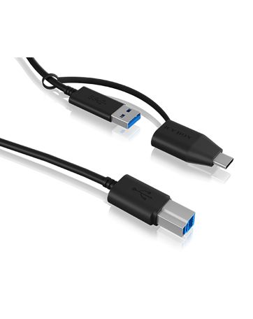 ICY BOX IB-CB032 USB-kabel - USB 3.2 Gen 1 - USB-A naar USB-B - 1m - Zwart