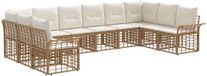 vidaXL - Hoek loungeset - 10 zitplekken - Polyester - Natuurlijk en crème wit