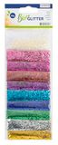 Glorex 6 2820 452 - Organic Glitter grof, totaal 20 g glitter in 10 kleuren, gemaakt van cellulose, voor het versieren van wenskaarten, knutselspullen en nog veel meer.