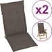 vidaXL Tuinstoelkussens 2 st hoge rug 120x50x3 cm stof taupe