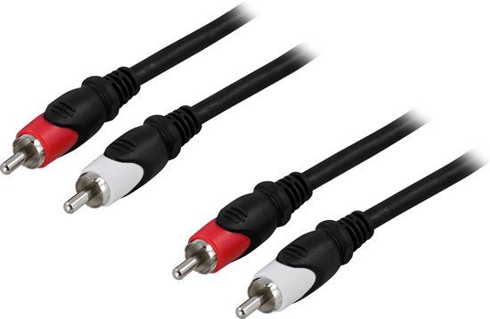 DELTACO MM-114 Audiokabel tulp naar tulp, 2x RCA Mannelijk-Mannelijk, 15 meter, zwart