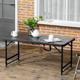 WINS [Brand] Table De Jardin Pliante Rectangulaire 4 Personnes Hauteur Ajustable 118x60x74 Cm Camping Extérieur