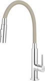 Novaservis Ferro - Keukenkraan met flexibele arm, dualspray, beige /chroom 70730,0BE
