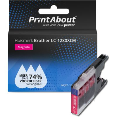 PrintAbout Huismerk Brother LC-1280XLM Inktcartridge Magenta Hoge capaciteit