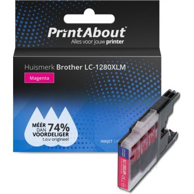 PrintAbout Brother LC-1280XLM Magenta Hoge capaciteit Inktcartridge