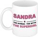 Bellatio Decorations Naam cadeau Sandra - The woman, The myth the supergirl koffie mok / beker 300 ml