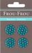 Frou-Frou 7090 18 211 decoratieve knopen van nylon, bedrukt, turquoise met heldere punten, 4 stuks