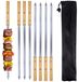 Ensemble de 8 brochettes plates en acier inoxydable, longueur 42 cm, avec sac de rangement