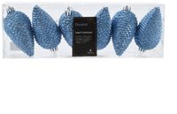 Decoris Orn.plc dennenappel d5h8cm blw 6st