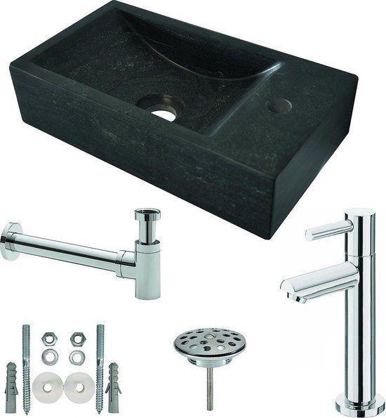 Wiesbaden One Pack Hardstenen Fontein - 40x22x10cm - Zwart - Compleet